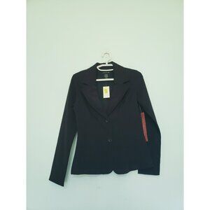 Vtg Hot Kiss Womens M Blazer Pinstripe Black Tailored Career Office Business NWT